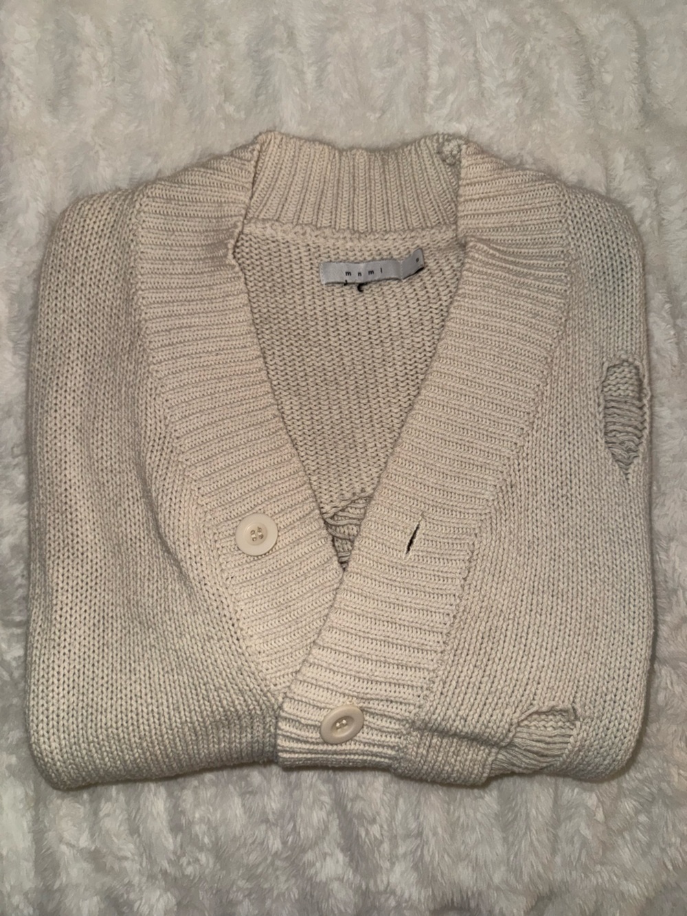 MNML Cream Button-Front Knit Cardigan